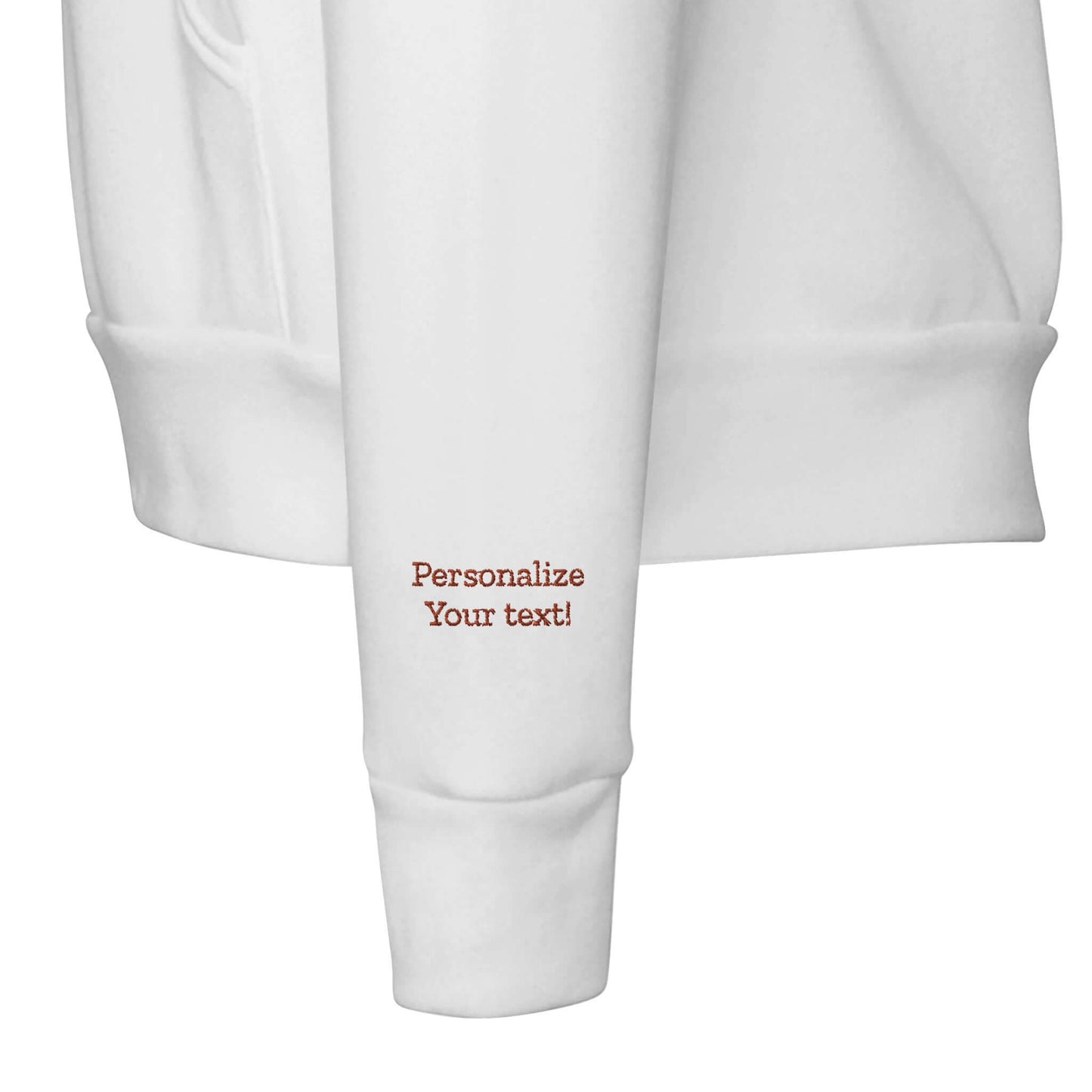 Close-up of personalized text on sleeve of Personalized Classic Unisex Zip Hoodie - Dentistry is My Canvas.