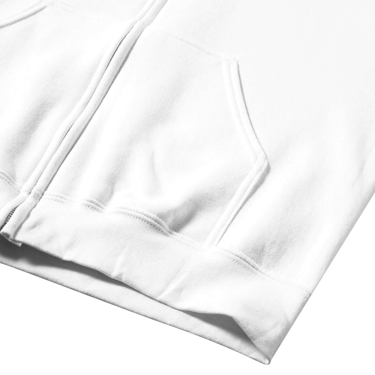 Personalized Classic Unisex Zip Hoodie - Dentistry is My Canvas with front pockets in white fabric.