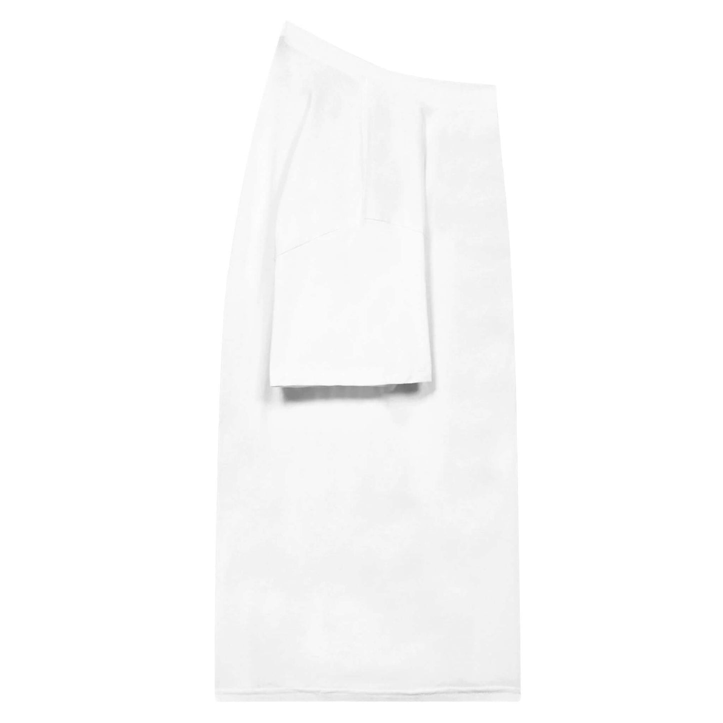 White unisex heavyweight crewneck T-shirt with sleeve pocket, perfect for hygiene students and everyday wear.