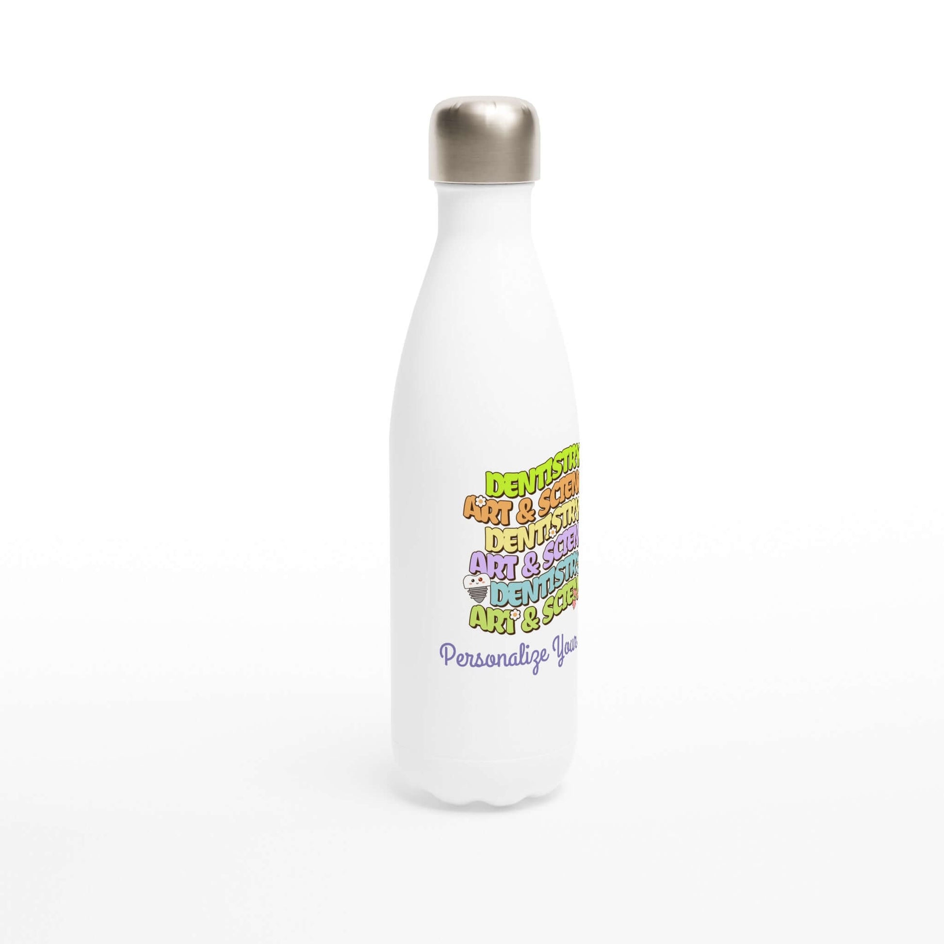 Art & Science Dentistry personalized 17oz stainless steel water bottle with vibrant design, perfect for dental professionals.