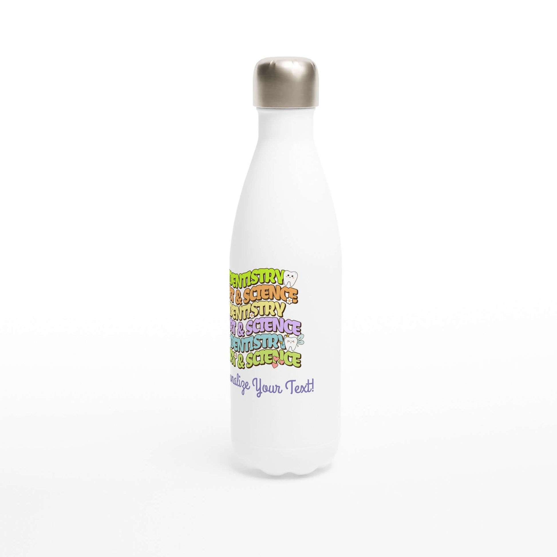 Art & Science Dentistry personalized 17oz stainless steel water bottle with a vibrant design.