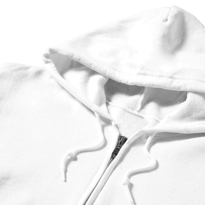 Personalized Classic Unisex Zip Hoodie in white, featuring a hood and zip closure, ideal for comfortable and stylish wear.