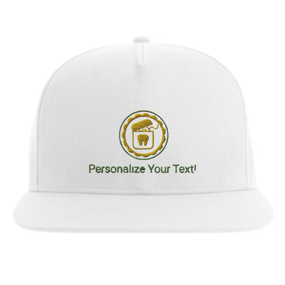 Personalized Flat Bill Cap - Floss Design with custom text and dental logo embroidery