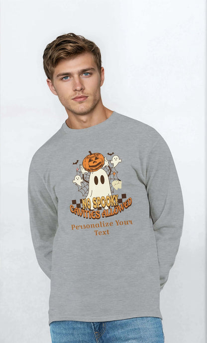 Classic Unisex Longsleeve T-Shirt with Personalized Halloween Dental Design-1