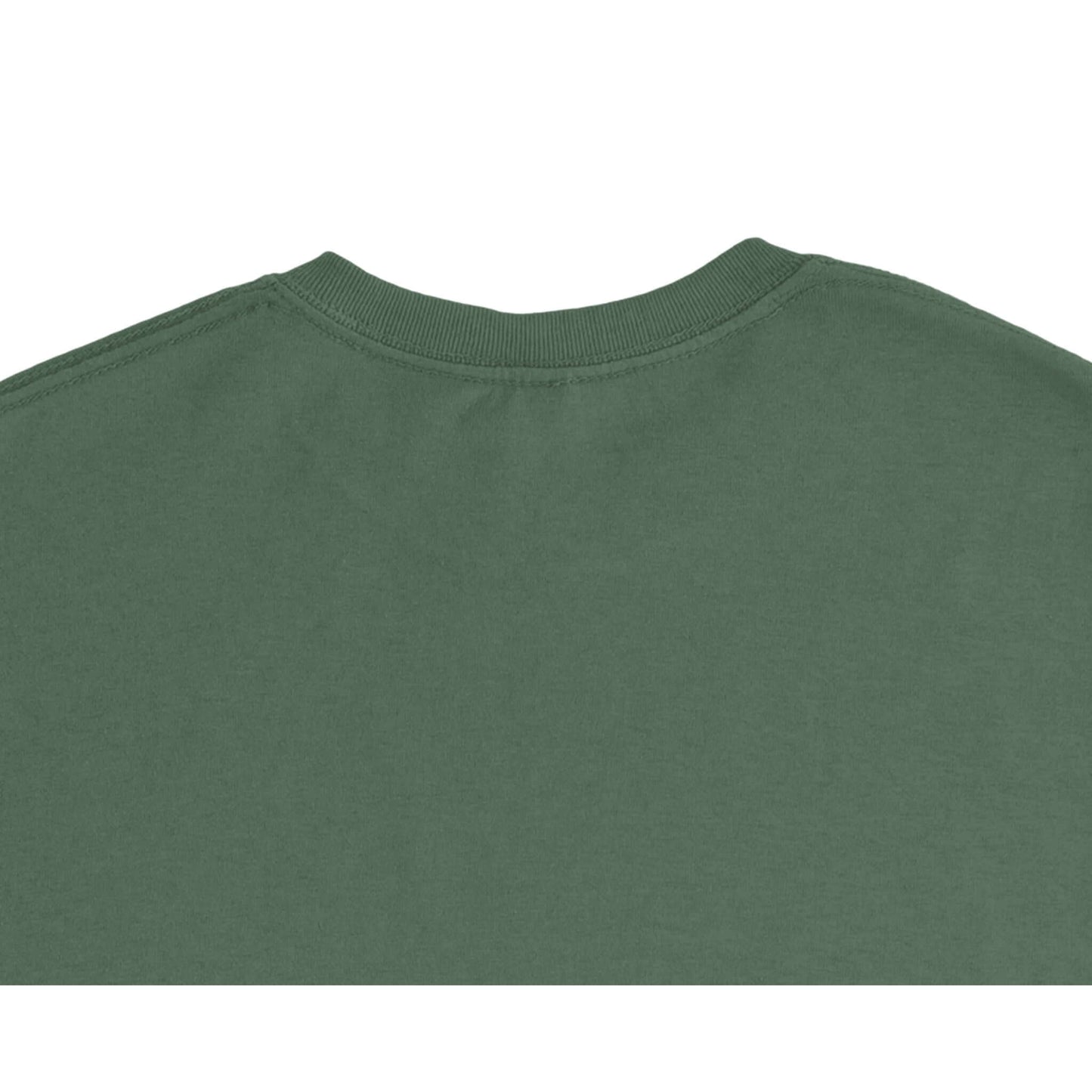 Back view of Personalized Heavyweight Unisex Crewneck T-Shirt in green, showcasing its soft fabric and classic fit.