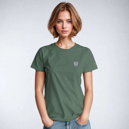 Personalized Heavyweight Unisex Crewneck T-Shirt with Smiling Tooth Embroidery, soft organic cotton, classic fit