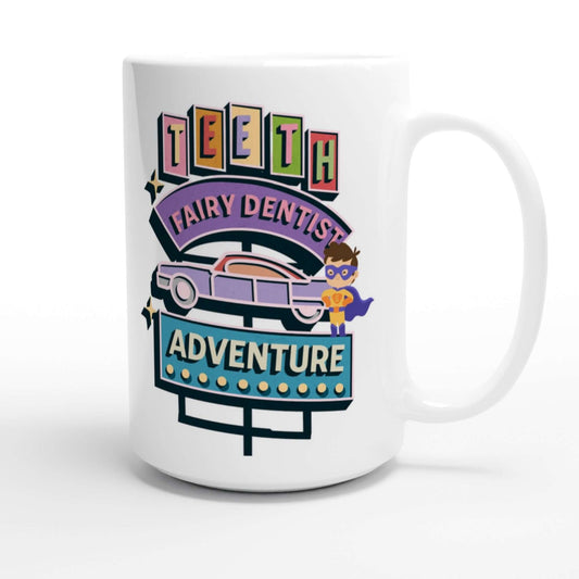 Personalized White 15oz Ceramic Mug - Teeth Fairy Dentist Adventure