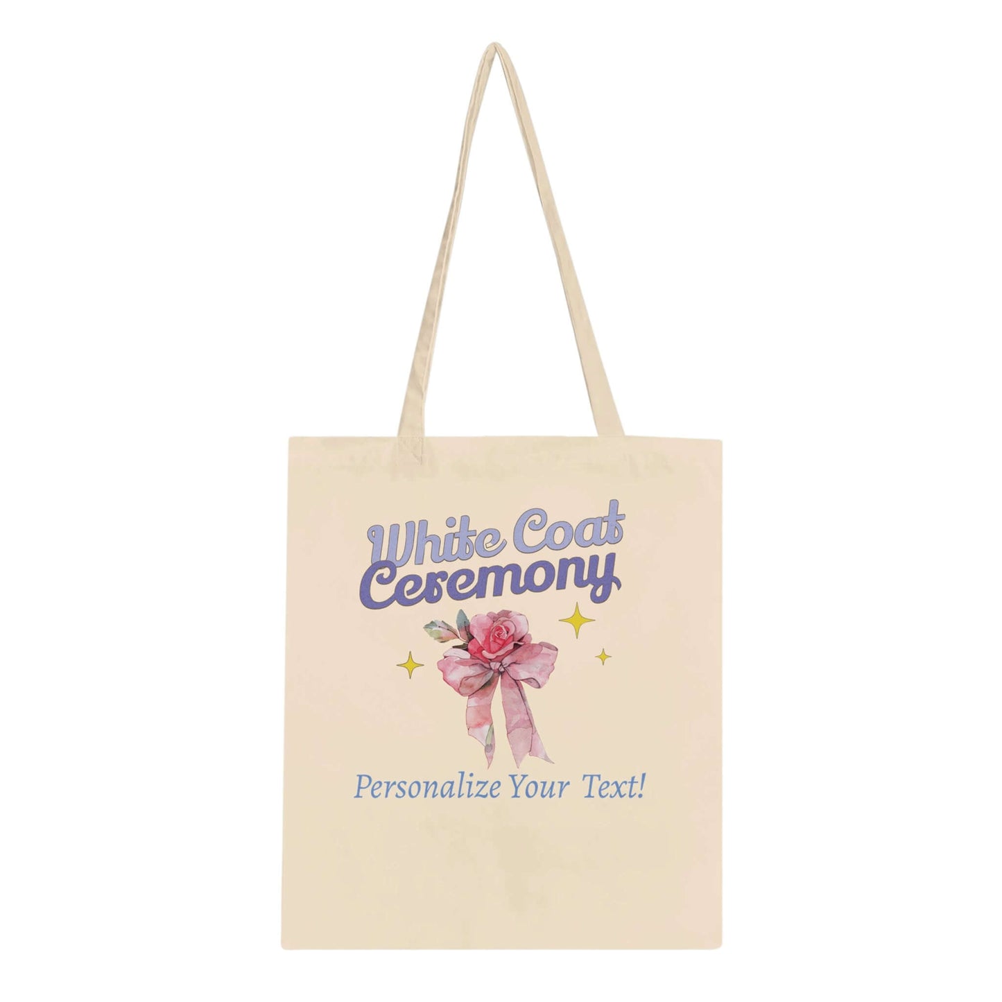 White Coat Ceremony personalized classic tote bag featuring floral design and customizable text option