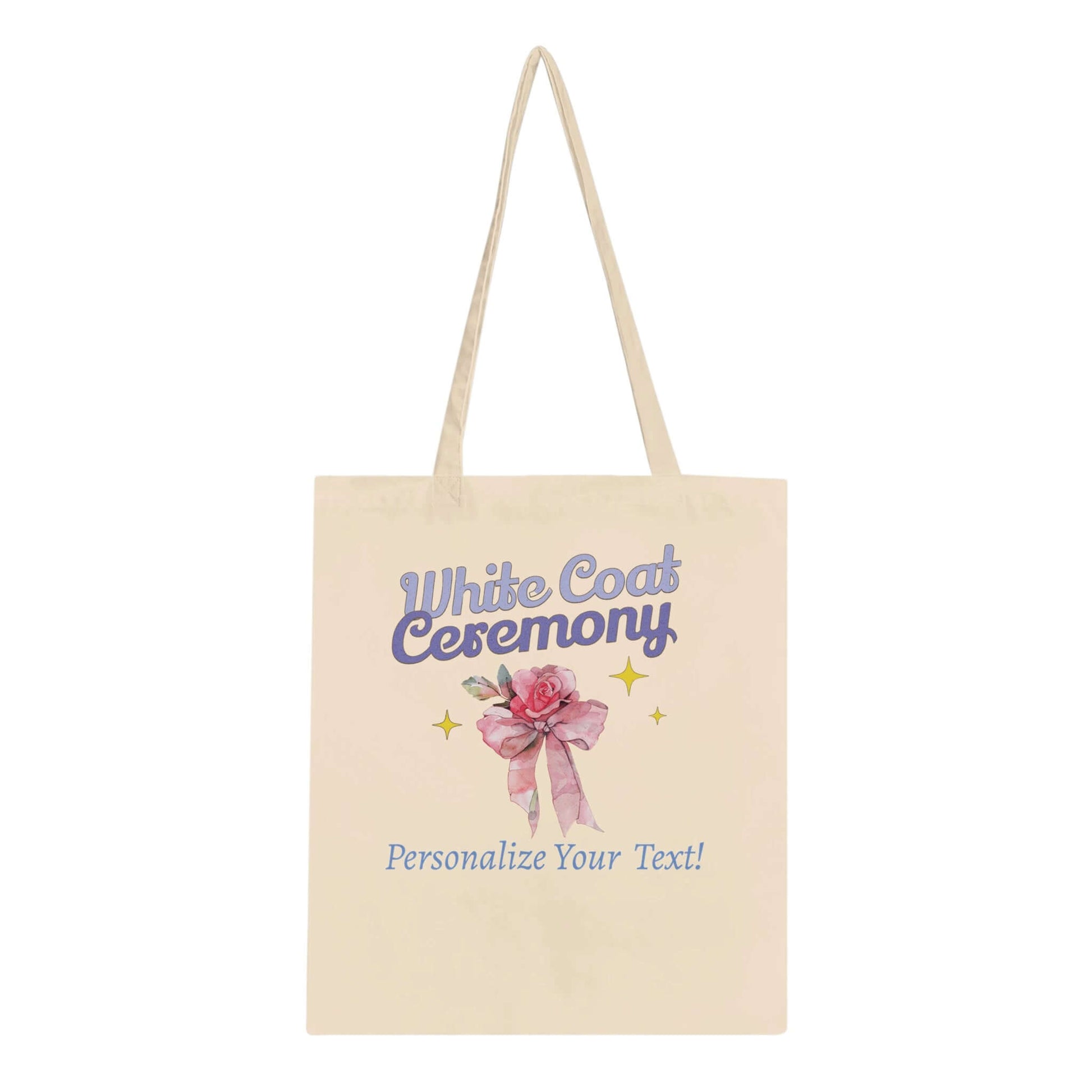 White Coat Ceremony personalized classic tote bag featuring floral design and customizable text option
