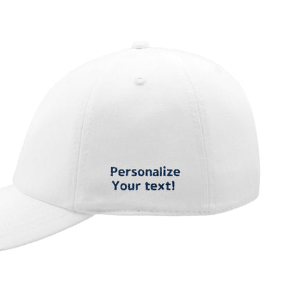 Personalized white baseball cap with customizable text for future dentists' White Coat Ceremony.